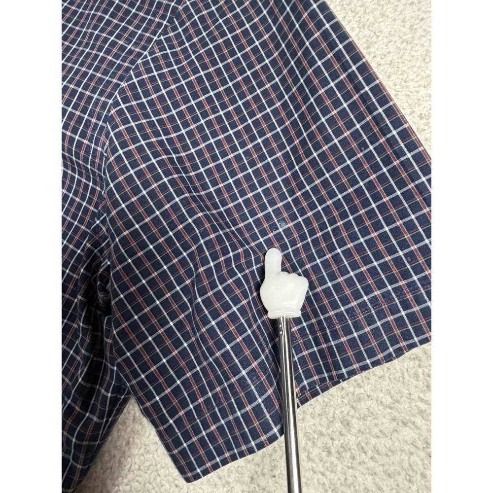 Polo Ralph Lauren Mens L Bradford Custom Fit Navy Plaid Short Sleeve Shirt - Picture 9 of 11